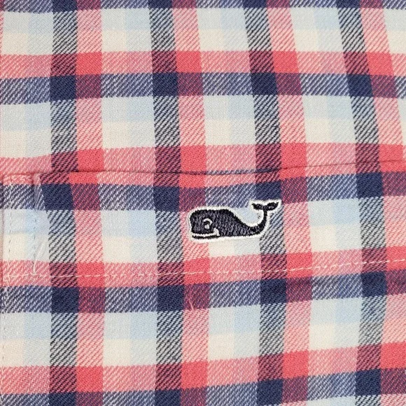 Vineyard Vines Shirt Mens L Pink White Blue Plaid Flannel Classic Fit Preppy - Picture 6 of 9